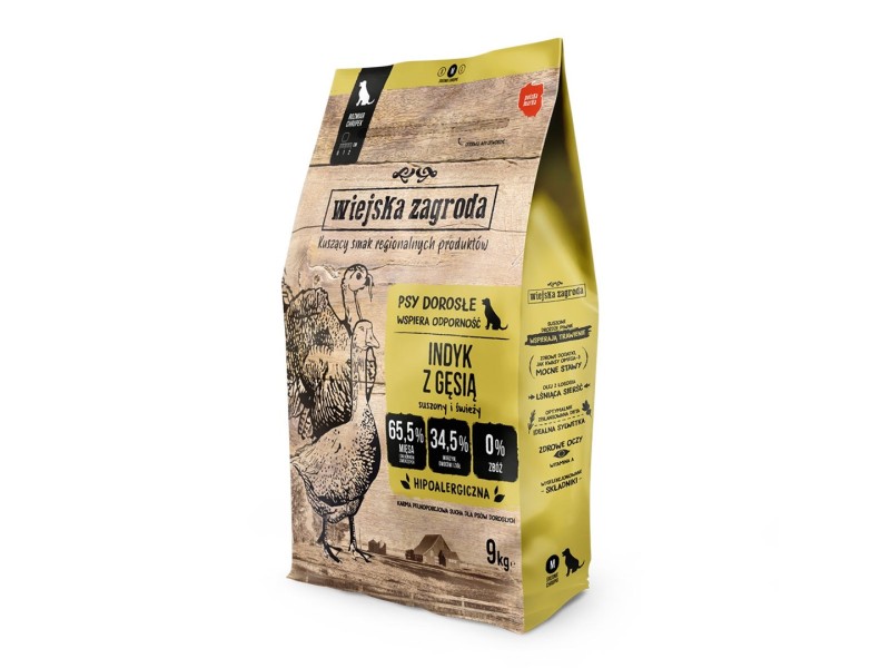 WIEJSKA ZAGRODA Turkey with goose M - dry dog food - 9kg DLPWZAKAS0050 – wiejska zagroda Храна за кучета
