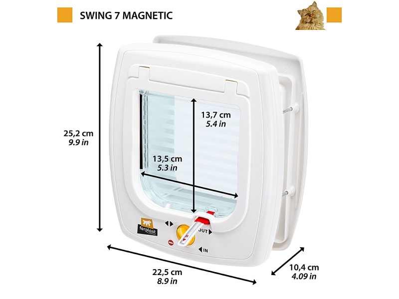 FERPLAST Swing 7 - Door with magnetic lock for small dogs and cats, brown 72104012 – FERPLAST Клетки и хранилки