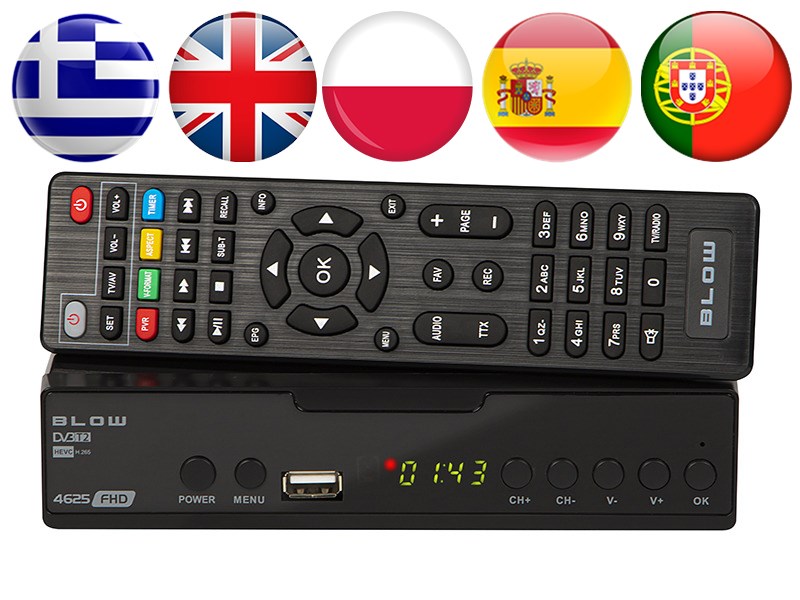 DVB-T2 decoder BLOW 4625FHD H.265 H.265 V2 tuner 77-048# – BLOW Сателитни тунери