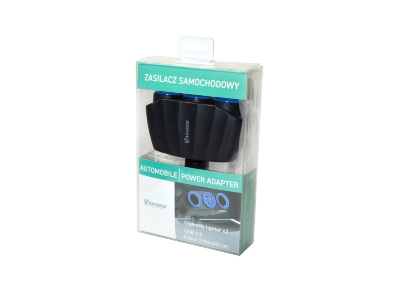 Vakoss TP-3268K 2xUSB Cigarette Lighter Socket Splitter TP-3268K – VAKOSS Авто електроника