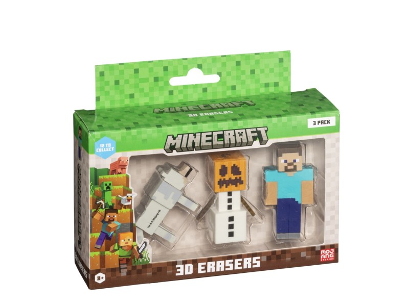 MINECRAFT 3D ERASERS - 3 PACK VER.B MC4021B – P.M.I. Kids World Фигури