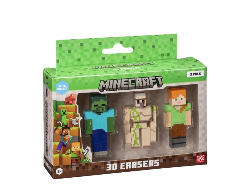 MINECRAFT 3D ERASERS - 3 PACK VER.C MC4021C – P.M.I. Kids World Фигури