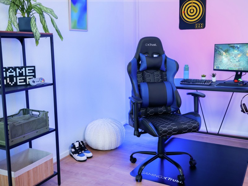 Trust GXT 708B Resto Universal gaming chair Black, Blue Trust GXT 708B Resto Universal gaming chair Black, Blue 24435 – TRUST Геймърски столове