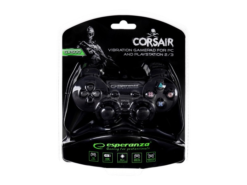 Esperanza EG106 Gaming Controller Joystick PC,Playstation 2,Playstation 3 Analogue / Digital USB 2.0 Black EG106 – Esperanza Геймпадове, джойстици и волани