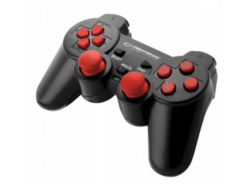 Esperanza EGG106R Gaming Controller Gamepad PC,Playstation 2,Playstation 3 Analogue / Digital USB 2.0 Black,Red EGG106R – Esperanza Геймпадове, джойстици и волани