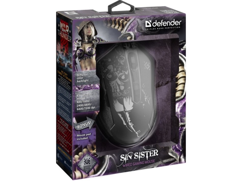 Gaming, optic, wired mouse  DEFENDER GM-933 SINSISTER 7200dpi 6P RGB 52933 – Defender Геймърски мишки