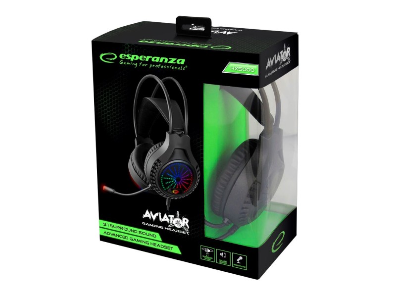 Esperanza EGH5000 Headphones with microphone Headband Black EGH5000 – Esperanza Слушалки за конзоли
