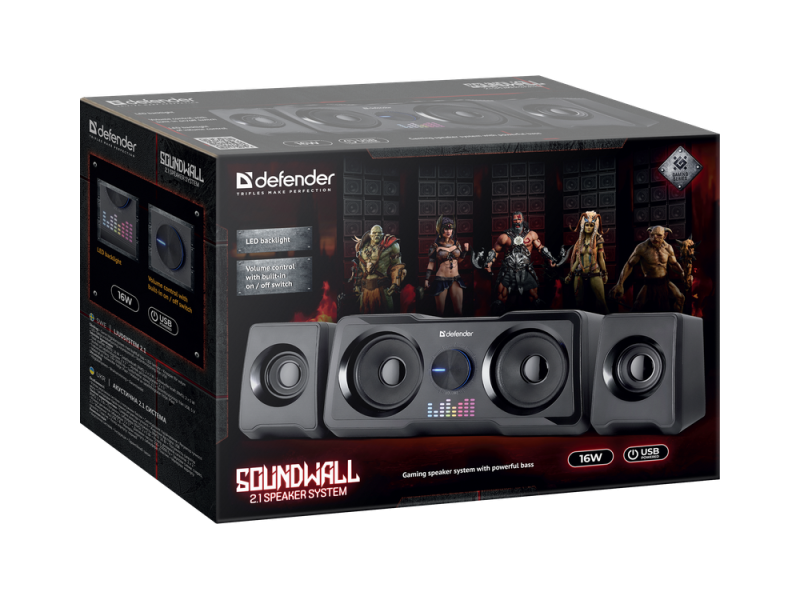 SPEAKERS DEFENDER SOUNDWALL 2.1 16W 65214 – Defender Аудио системи