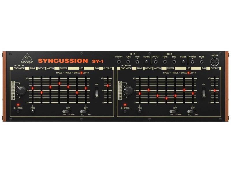 Behringer SYNCUSSION SY-1 - analogue percussion synthesiser 27001060 – Behringer Синтезатори с динамична клавиатура