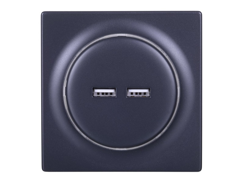 Fibaro FGWU-021-8 socket-outlet 2x USB Black FGWU-021-8 – FIBARO Smart home