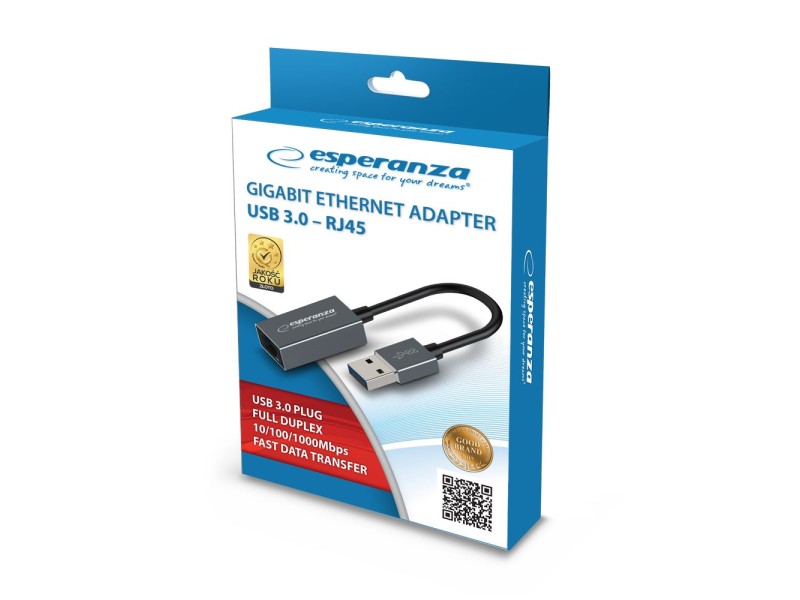 Esperanza ENA101 ETHERNET 1000 MBPS ADAPTER USB 3.0-RJ45 ENA101 – Esperanza Адаптери