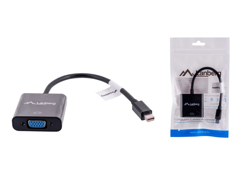 Lanberg AD-0006-BK video cable adapter 0.2 m VGA (D-Sub) Mini DisplayPort Black AD-0006-BK – Lanberg  Адаптери