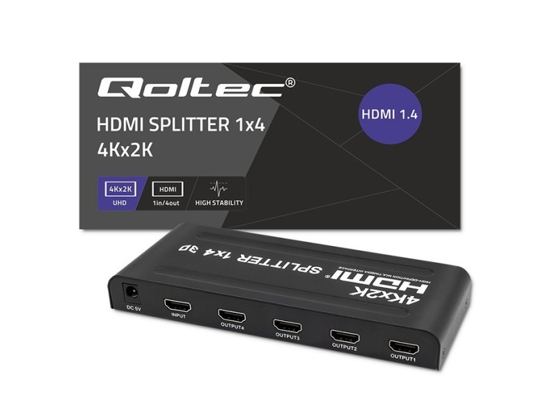 Qoltec 51798 Active HDMI Splitter 4 x HDMI 4K x 2K | 3.4Gb/s 51798 – Qoltec Адаптери