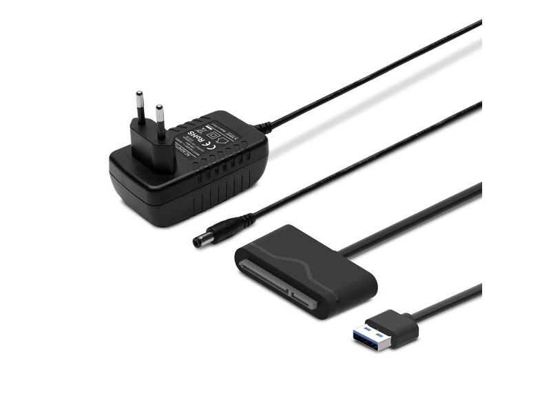 SAVIO AK-39  USB 3.0 - SATA III adapter for 3.5″/2,5 drives with power supply Black AK-39 – SAVIO Адаптери