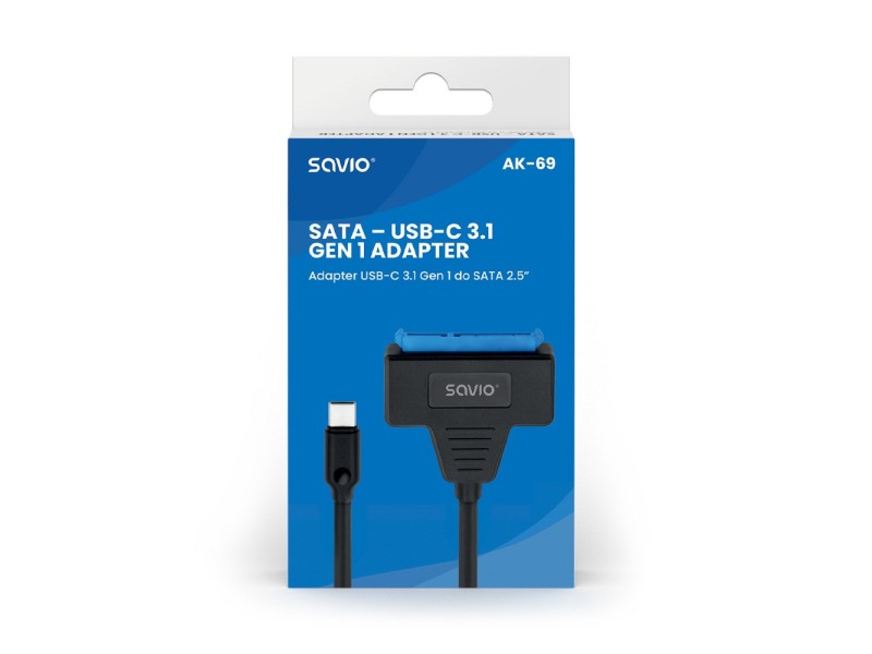 SAVIO AK-69 Adapter USB-C 3.1 Gen 1 (M) - SATA (F) for 2.5 drives AK-69 – SAVIO Адаптери