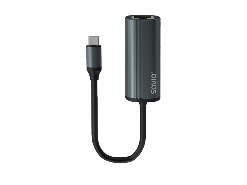 SAVIO Adapter USB-C 3.1 Gen.1 (M) to RJ-45 Gigabit Ethernet (F), 1000 Mbps, AK-56, grey AK-56 – SAVIO Адаптери