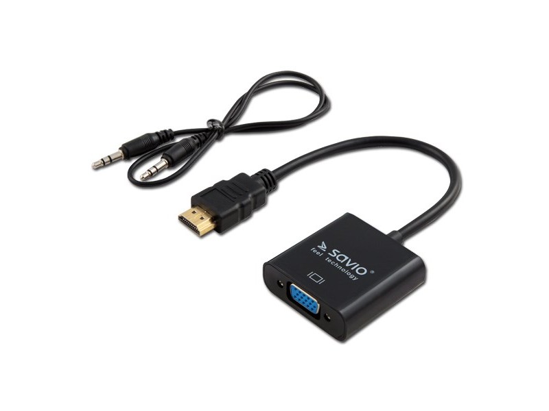 SAVIO HDMI (M) – VGA (F) Adapter with audio CL-23/B Black CL-23/B – SAVIO Адаптери