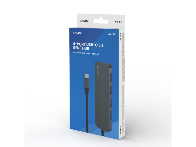 SAVIO Hub USB-C - 4 x USB-A, AK-54 AK-54 – SAVIO Адаптери