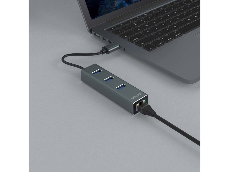 Savio AK-57 USB-A - 3 x USB-A HUB with RJ-45 Gigabit Ethernet adapter 5000 Mbit/s grey USB 3.2 Gen 1 (3.1 Gen 1) Micro-B 5000 Mbit/s AK-58 – SAVIO Адаптери