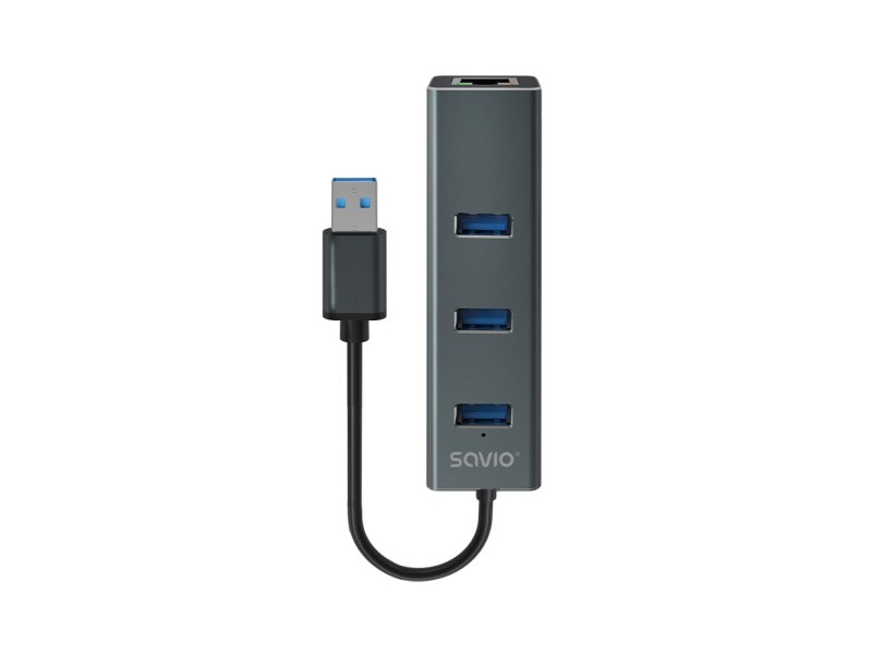 Savio AK-57 USB-A - 3 x USB-A HUB with RJ-45 Gigabit Ethernet adapter 5000 Mbit/s grey USB 3.2 Gen 1 (3.1 Gen 1) Micro-B 5000 Mbit/s AK-58 – SAVIO Адаптери