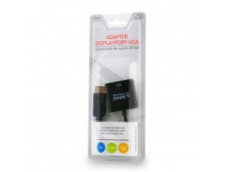 Savio CL-90 video cable adapter 0.2 m DisplayPort VGA (D-Sub) Black CL-90 – SAVIO Адаптери