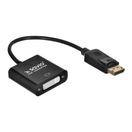 Savio CL-91 video cable adapter 0.2 m DisplayPort DVI Black