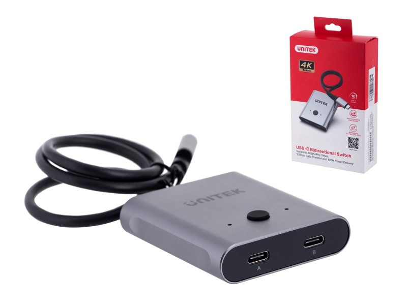 Unitek two-way Signal Switch USB-C, 2 in 1 out 4K D1078A – UNITEK Адаптери