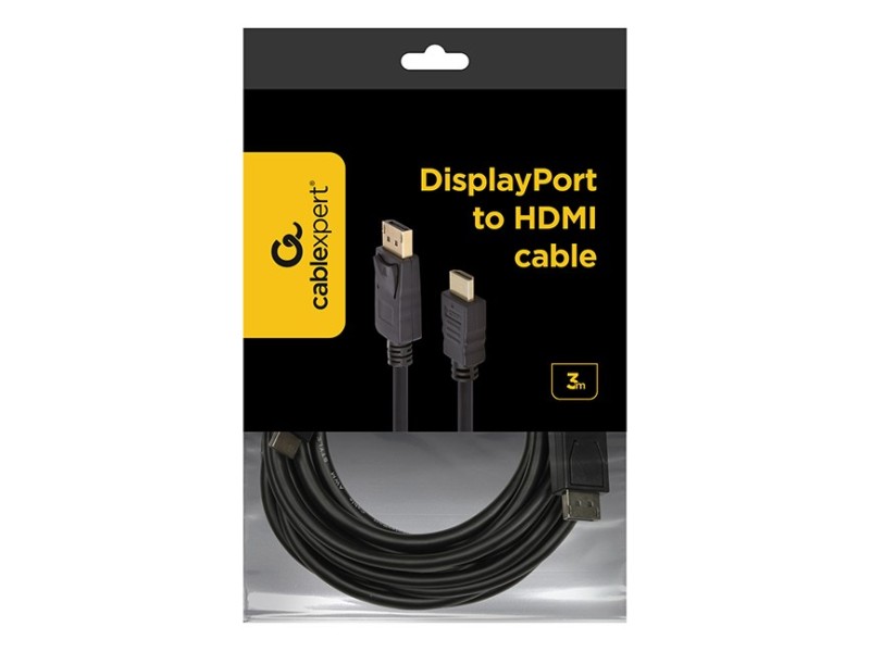 Gembird CC-DP-HDMI-3M DisplayPort to HDMI cable (not bi-directional), 3m, black CC-DP-HDMI-3M – GEMBIRD HDMI кабели