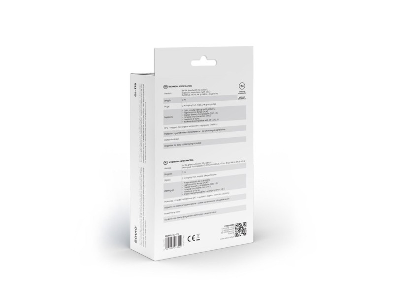 SAVIO DISPLAYPORT (M) - DISPLAYPORT (M) CABLE, V1.4, 3 m, CL-176 CL-176 – SAVIO HDMI кабели