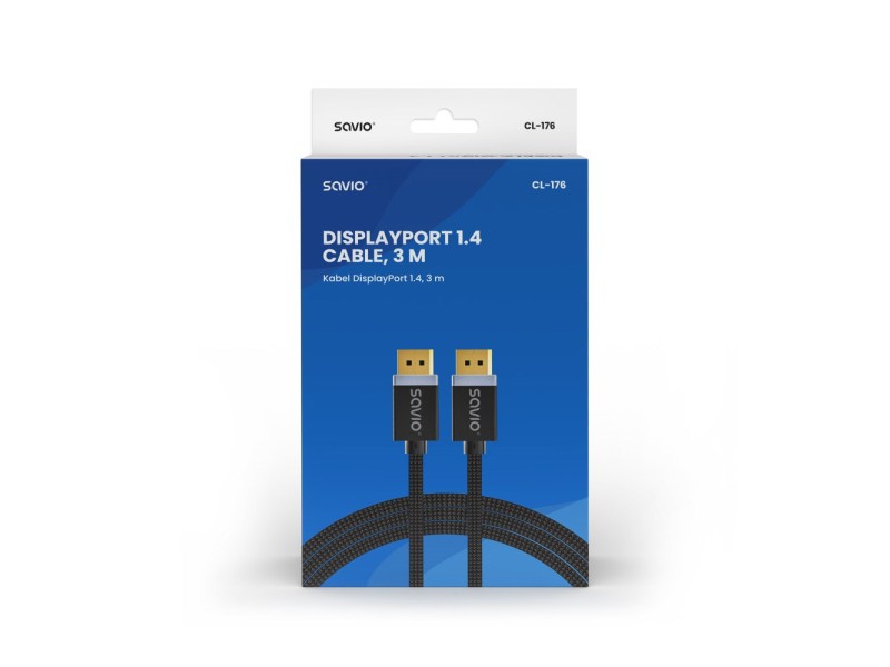 SAVIO DISPLAYPORT (M) - DISPLAYPORT (M) CABLE, V1.4, 3 m, CL-176 CL-176 – SAVIO HDMI кабели