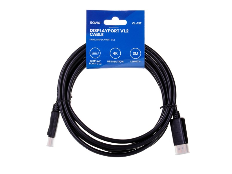 Savio CL-137 DisplayPort cable 3 m Black CL-137 – SAVIO HDMI кабели