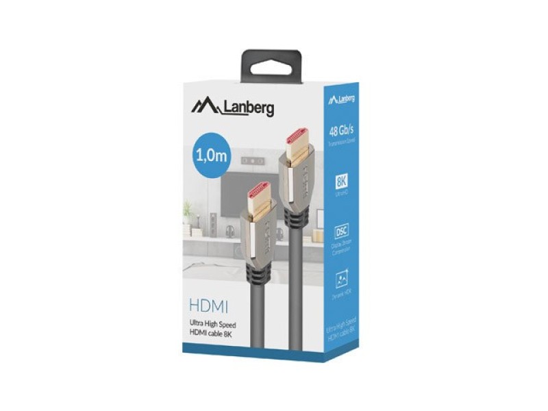 Lanberg CA-HDMI-30CU-0010-BK cable HDMI 1m HDMI Typu A (Standard) 8K  60Hz CA-HDMI-30CU-0010-BK – Lanberg  HDMI кабели