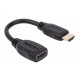 Manhattan HDMI with Ethernet Extension Cable, 4K@60Hz (Premium High Speed), Male to Female, Cable 20cm, Black, Ultra HD 4k x 2k, Fully Shielded, Gold Plated Contacts, Lifetime Warranty, Polybag 354523 – Manhattan HDMI кабели