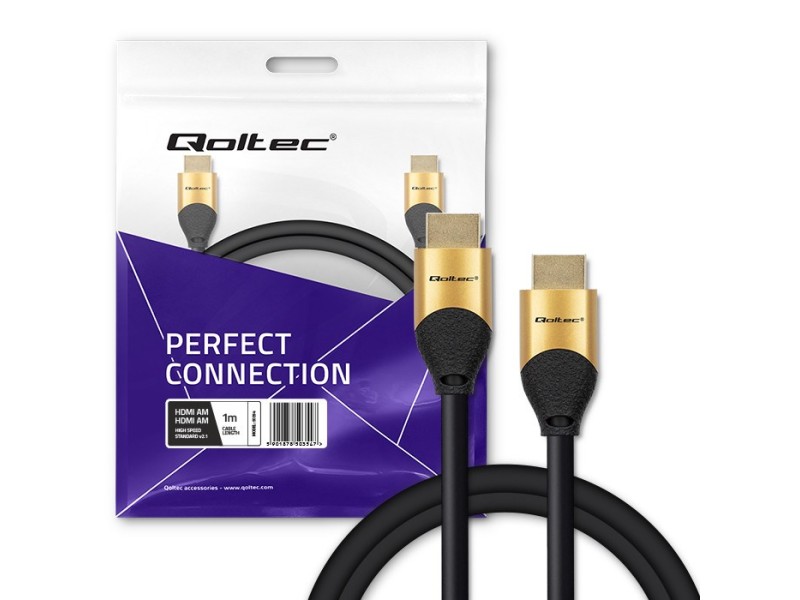 Qoltec 50354 HDMI v2.1 Cable Ultra high speed 8K | 60Hz | 30AWG | GOLD | 1m 50354 – Qoltec HDMI кабели