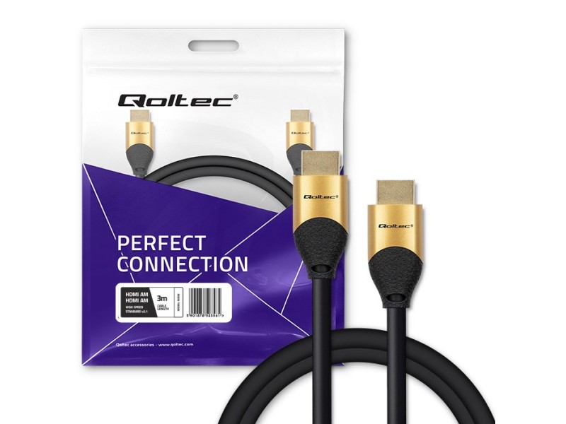 Qoltec 50356 HDMI v2.1 Cable Ultra high speed 8K | 60Hz | 28AWG | GOLD | 3m 50356 – Qoltec HDMI кабели