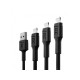 Green Cell Set 3x Ray Lightning Cable 30cm, 120cm, 200cm with white LED backlight, fast charging Apple 2.4A KABGCSET04 – Green Cell Кабели, адаптери, хъбове