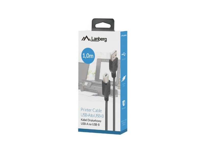 Lanberg CA-USBA-15CU-0010-BK kabel USB 1m 2.0 USB A->USB-B Black Lanberg CA-USBA-15CU-0010-BK kabel USB 1m 2.0 USB A->USB-B Black