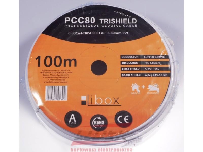 Libox Kabel koncentryczny PCC80 100m coaxial cable RG-6/U White PCC80 – Libox Кабели и адаптери