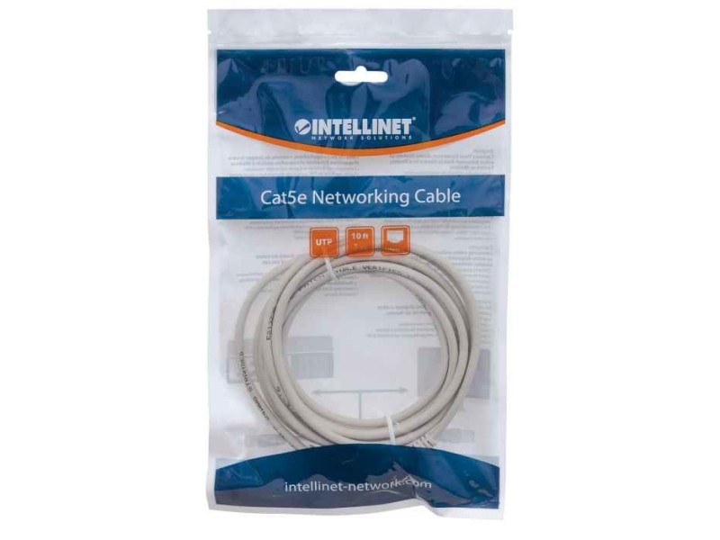 Intellinet Network Patch Cable, Cat5e, 3m, Grey, CCA, U/UTP, PVC, RJ45, Gold Plated Contacts, Snagless, Booted, Lifetime Warranty, Polybag 319768 – Intellinet Пач кабели