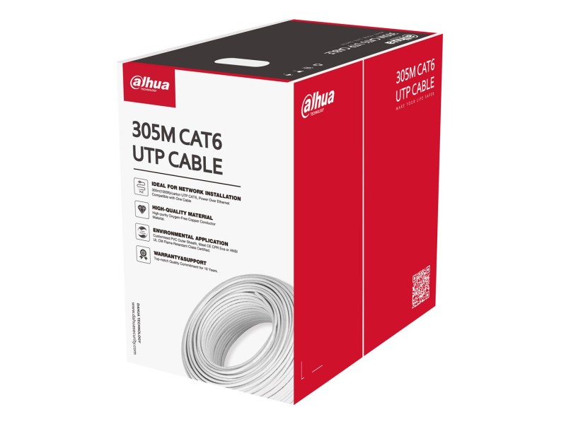 Dahua Technology PFM920I-6UN-C-V2 networking cable White 305 m Cat6 U/UTP (UTP) PFM920I-6UN-C-V – DAHUA Кабели, жакове и букси