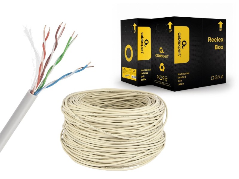 Gembird UPC-5004E-SOL CAT5e UTP LAN cable (CCA), solid, 305m, grey UPC-5004E-SOL – GEMBIRD Кабели, жакове и букси