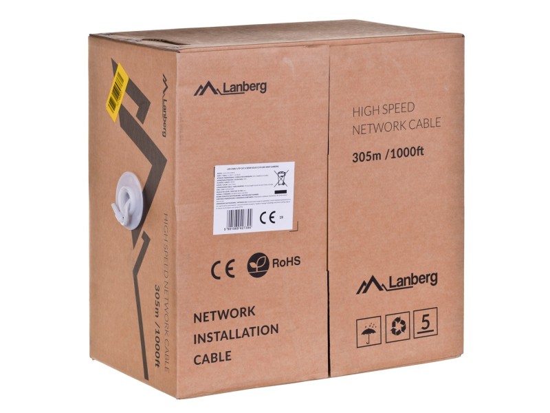 Lanberg LCU6-12CU-0305-S networking cable 305 m Cat6 U/UTP (UTP) Gray LCU6-12CU-0305-S – Lanberg  Кабели, жакове и букси