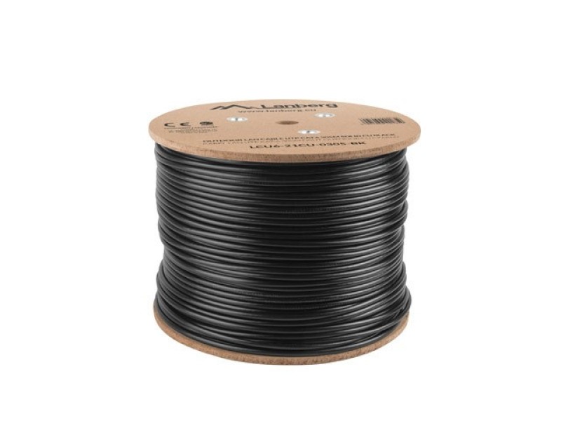 Lanberg LCU6-21CU-0305-BK networking cable Black 305 m Cat6 U/UTP (UTP) outdoor LCU6-21CU-0305-BK – Lanberg  Кабели, жакове и букси