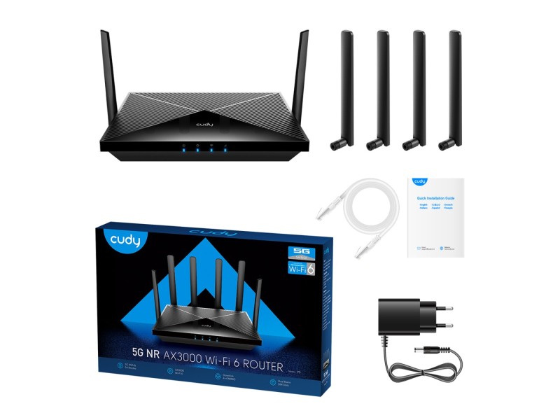Cudy P5 wireless router Gigabit Ethernet Dual-band (2.4 GHz / 5 GHz) 5G Black P5_EU – Cudy Безжични рутери