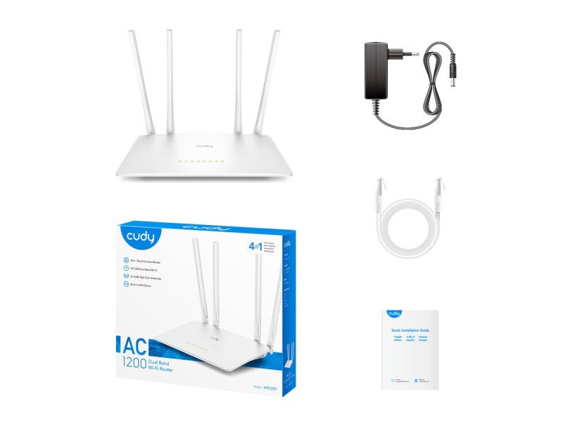 Cudy WR1200 wireless router Fast Ethernet Dual-band (2.4 GHz / 5 GHz) White WR1200 – Cudy Безжични рутери