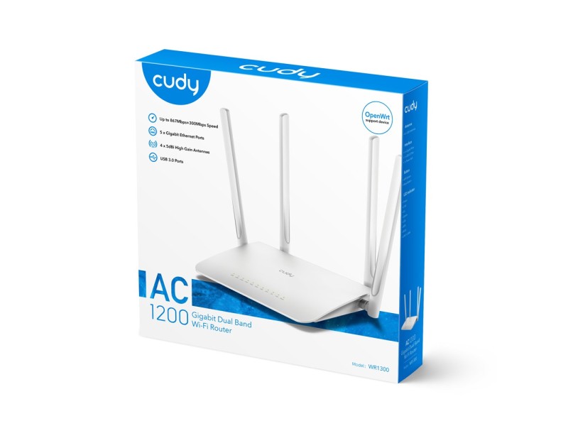 Cudy WR1300 wireless router Gigabit Ethernet Dual-band (2.4 GHz / 5 GHz) White WR1300 – Cudy Безжични рутери