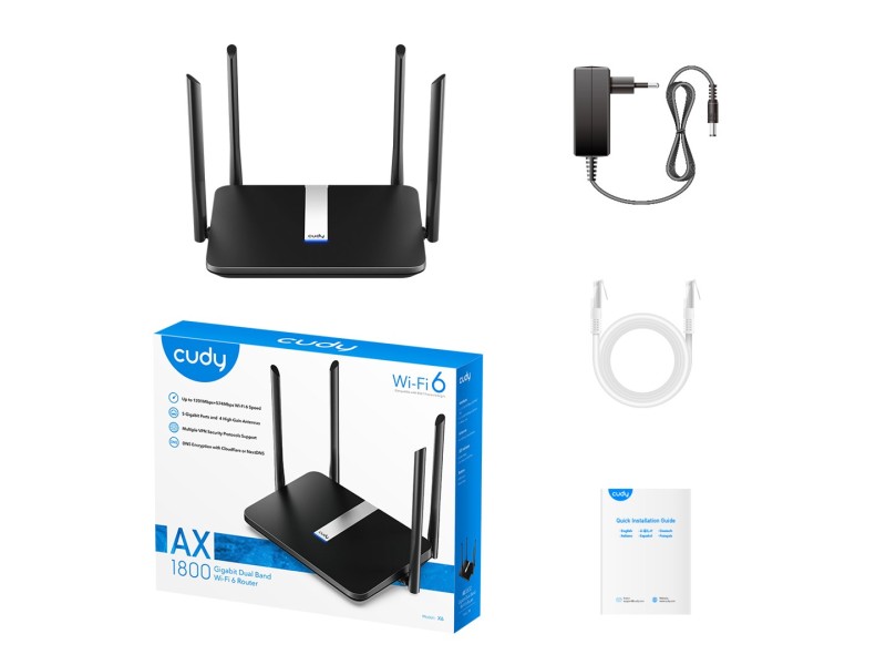 Cudy X6 wireless router Gigabit Ethernet Dual-band (2.4 GHz / 5 GHz) Black Cudy X6 wireless router Gigabit Ethernet Dual-band (2.4 GHz / 5 GHz) Black X6 – Cudy Безжични рутери