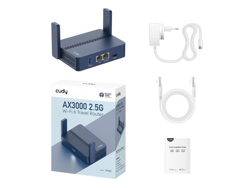 Cudy AX3000 wireless router Gigabit Ethernet Blue TR3000 – Cudy Безжични рутери