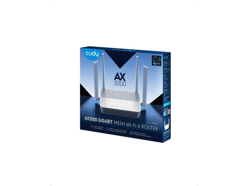 Cudy WR3000S wireless router Gigabit Ethernet Dual-band (2.4 GHz / 5 GHz) WR3000S – Cudy Безжични рутери