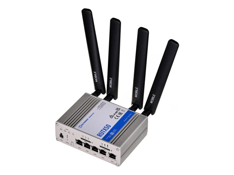 Teltonika RUTX50 | Profesjonalny przemysłowy router | 5G, Wi-Fi 5, Dual SIM, 5x RJ45 1000Mb/s Teltonika RUTX50 | Profesjonalny przemysłowy router | 5G, Wi-Fi 5, Dual SIM, 5x RJ45 1000Mb/s RUTX50000000 – Teltonika Безжични рутери